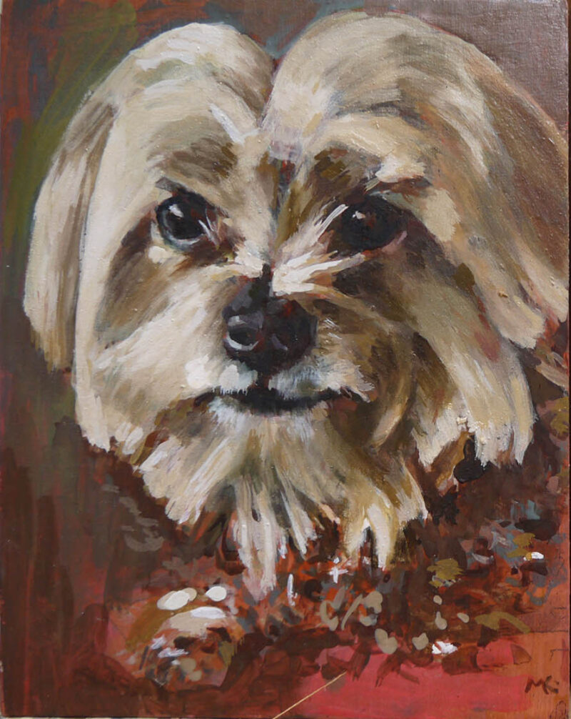 schilderij hondenportret olieverf